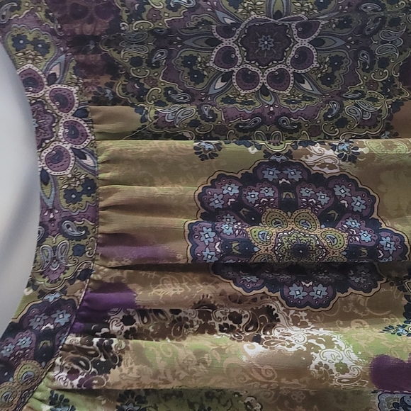 Dressbarn Woman Purple Green Print Sheer Lined Top Blouse 3X - Picture 6 of 12